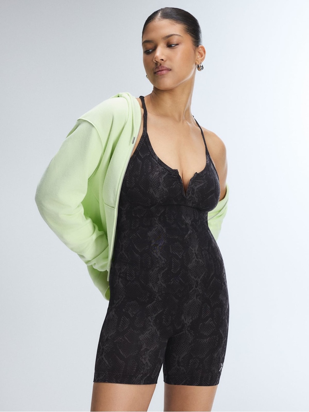 ✨ Savage X Fenty Framework Romper – Black Caviar Boa Baddie Print Medium